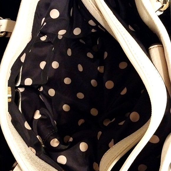 Anne Klein Ivory White Women's Faux Leather Purse Tote Bag Satchel Lion Logo - Picture 10 of 15